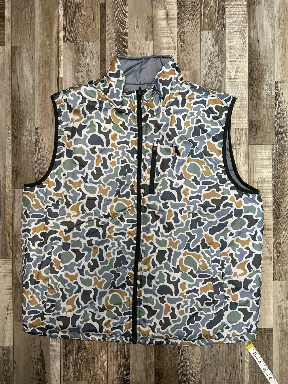 Men's Two-Tone Reversible to Camo Duck Down Vest - Blue and Black